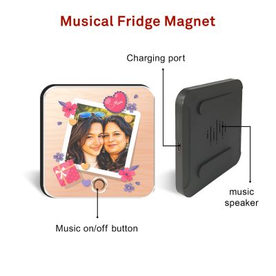 Personalized Mom Photo Musical Fridge Magnet with Speaker Rechargeable Gift